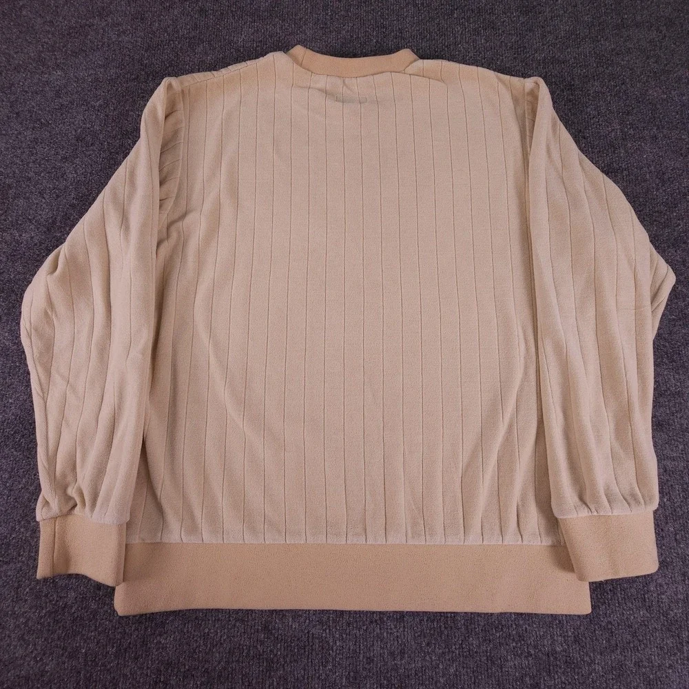 Supreme Sweatshirt Mens Medium‎ Beige Crewneck Ribbed Textured Pullover Script S